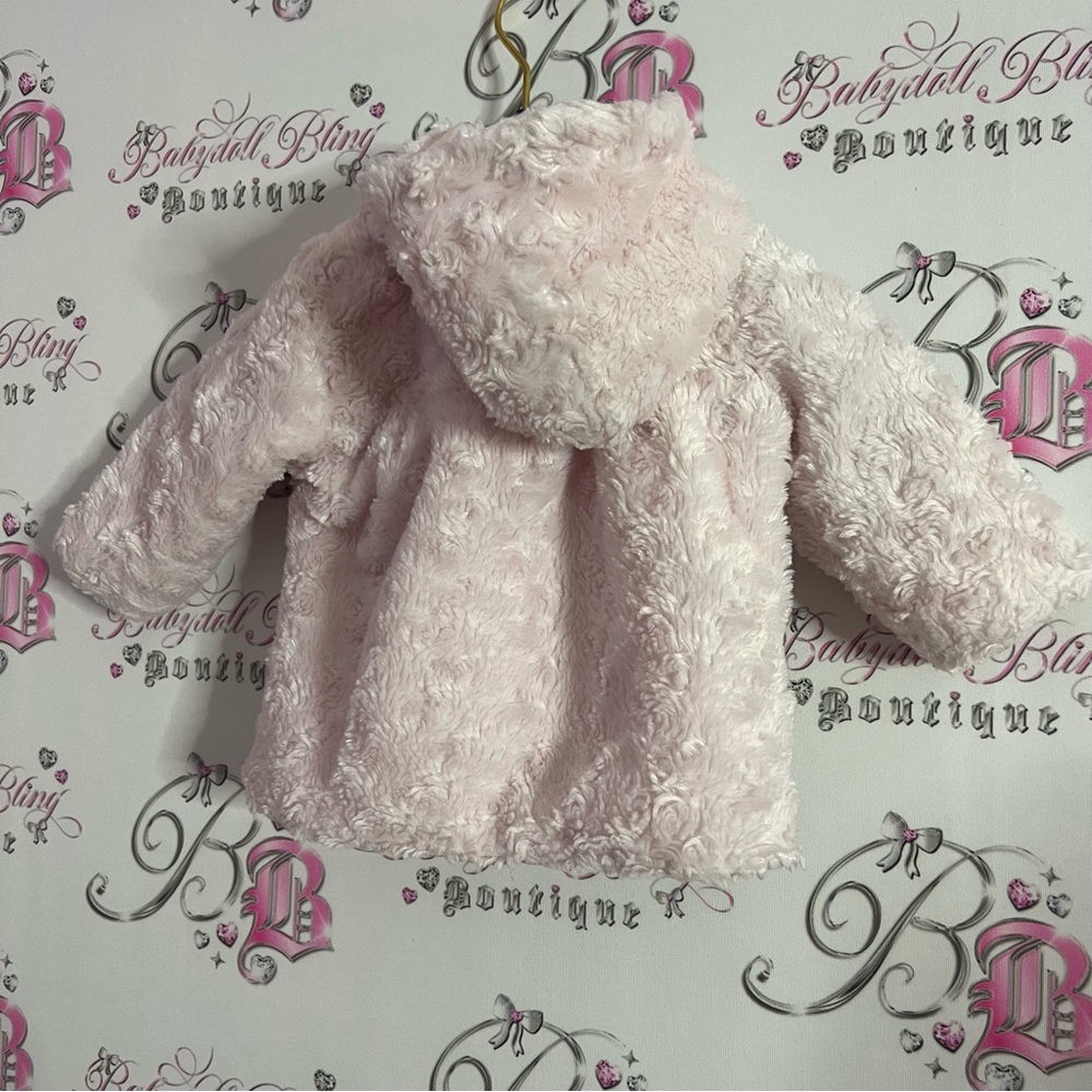 Young hearts size 6-9m Young hearts jacket coat fluffy pink bow tie π - Picture 2 of 9